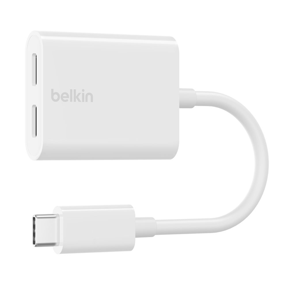 Belkin USB-C 音訊+充電轉接器(白)F7U081btWH 適用IPHONE15充電音訊