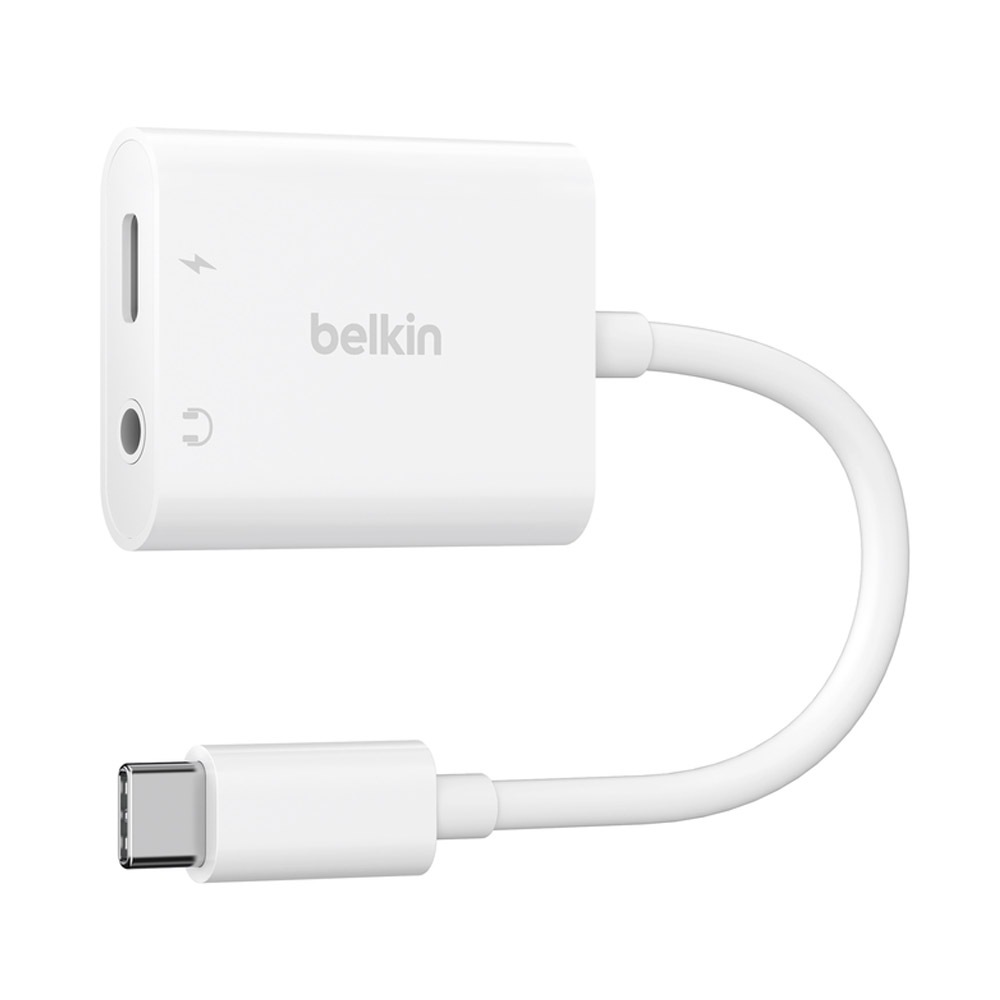 Belkin RockStar 3.5mm 音頻+USB-C充電轉接器(白)USB-C連接 NPA004btWH