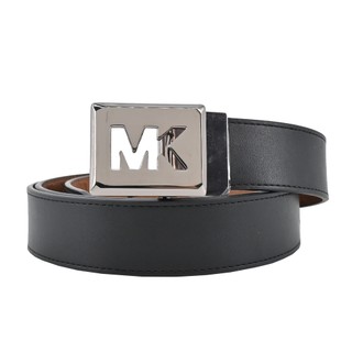 MICHAEL KORS 銀釦鏤空LOGO滿版PVC雙麵皮帶-棕/黑｜100%原廠真品｜JS Maxx官方旗艦館