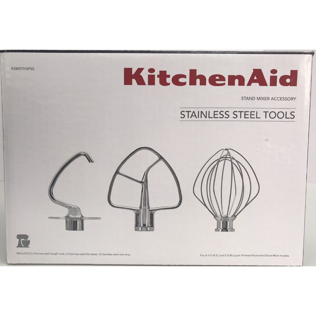 美國KitchenAid原廠公司貨4.5/5QT抬頭型攪拌機不銹鋼3件組(含攪拌球,槳及勾) 5 KSM5TH3PSS