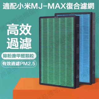 小米濾芯 適配小米 米家 MAX空氣清淨機 空氣淨化器 HEPA活性碳濾網心組-過濾網濾芯-兩片 副廠濾網