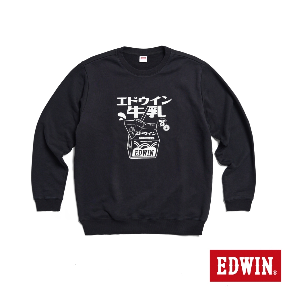 EDWIN 東京散策系列 營養牛乳厚長袖T恤(黑色)-男女款