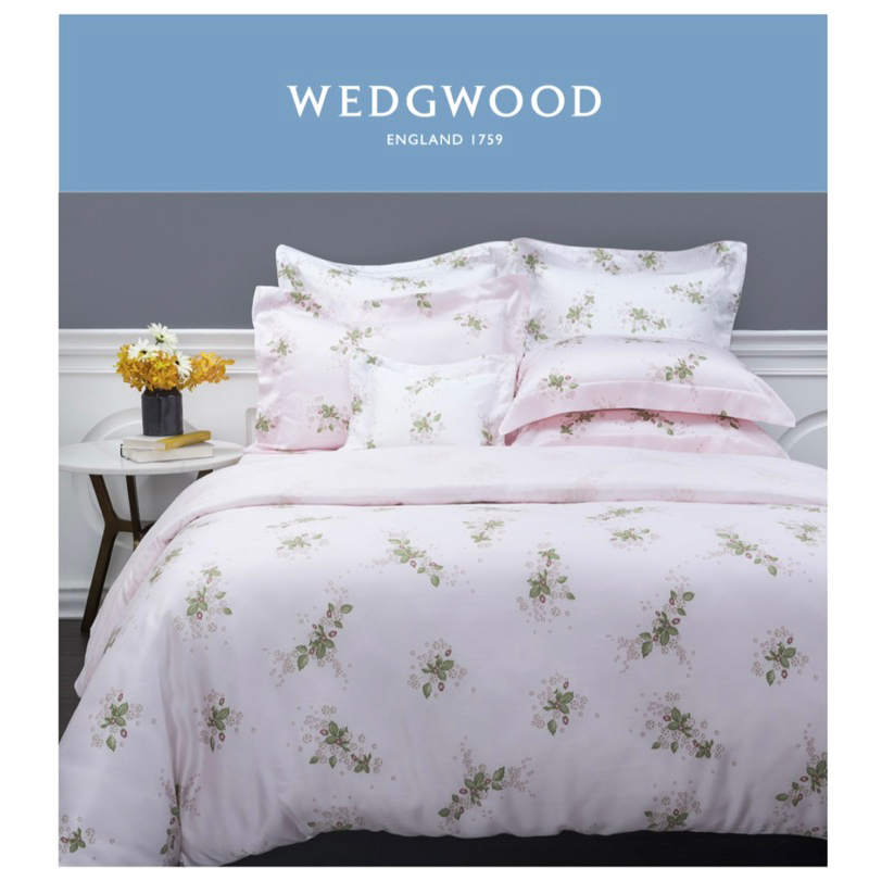 新年換新限時特賣！WEDGWOOD 300織埃及棉薄被套床包四件組-盛開野莓(雙人加大)