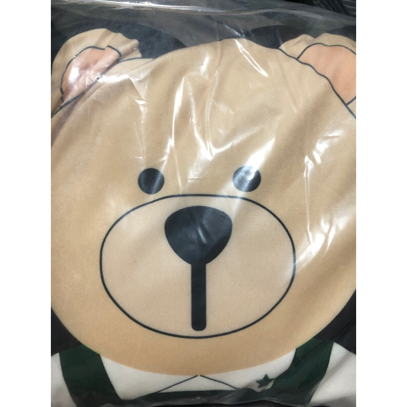 星巴克 小熊抱枕毯 白色
