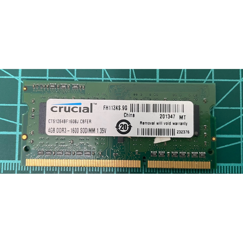 美光 Micron Crucial 筆記型 DDR3 DDR3L 1600 4G