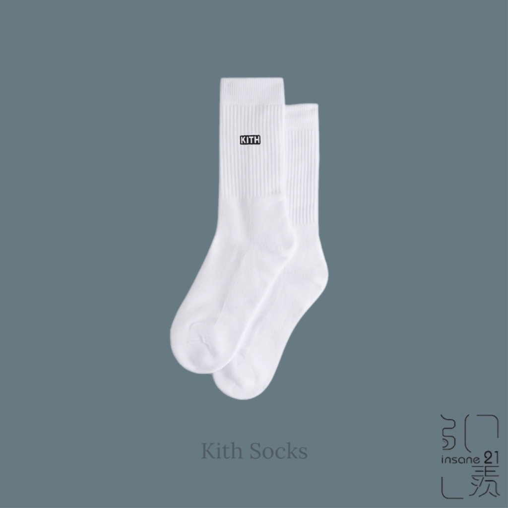 KITH 經典 刺繡 LOGO 壓紋 白色 長襪  【Insane-21】