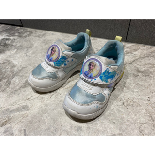 日本 Moonstar二手 冰雪奇緣二代LED電燈 發光鞋 17號 白色 月星 兒童機能運動鞋 童鞋