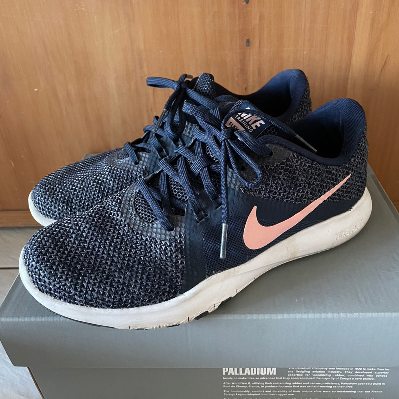 NIKE training FLEX TR8 藍粉慢跑鞋 24.5 US7.5