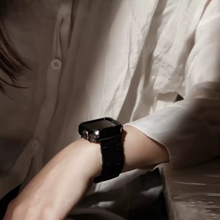 Apple watch 錶帶 髮絲黑/暗金/白銀 金屬三珠不鏽鋼錶帶 髮絲紋