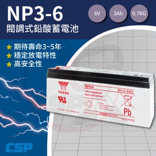 【YUASA】NP3-6 密閉電池 6V3AH 6V，3AH 精密儀器 電子秤 電子磅秤 醫療儀器 湯淺