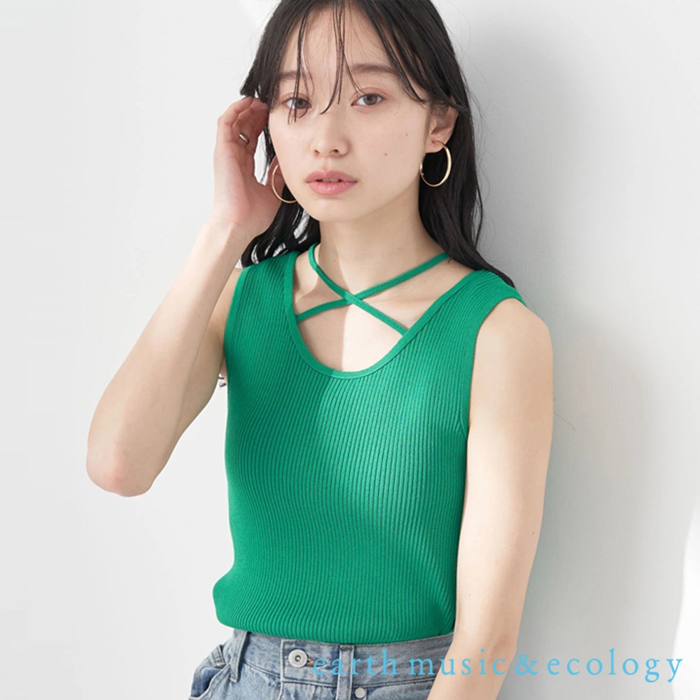 earth music&ecology 2WAY前後穿交叉細肩帶羅紋背心(1L31L2B0100)