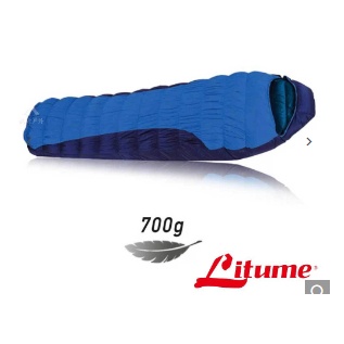 【Litume】彈性羽絨睡袋 700g『藍』(JIS90/10、700+FP) 露營.登山.戶外.度假打工.背包客.自助