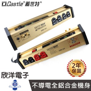 Castle 蓋世特 專業音響 延長線 臺灣製造 8座 3孔 USB 鋁合金電源淨化濾波轉接器 PLF-500 PRO