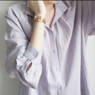 衣時尚 上衣 長袖襯衣 襯衫 S-XL新款溫柔復古柔霧紫壓褶暗條紋立領長袖襯衫時髦洋氣別緻襯衫東B01-8627.
