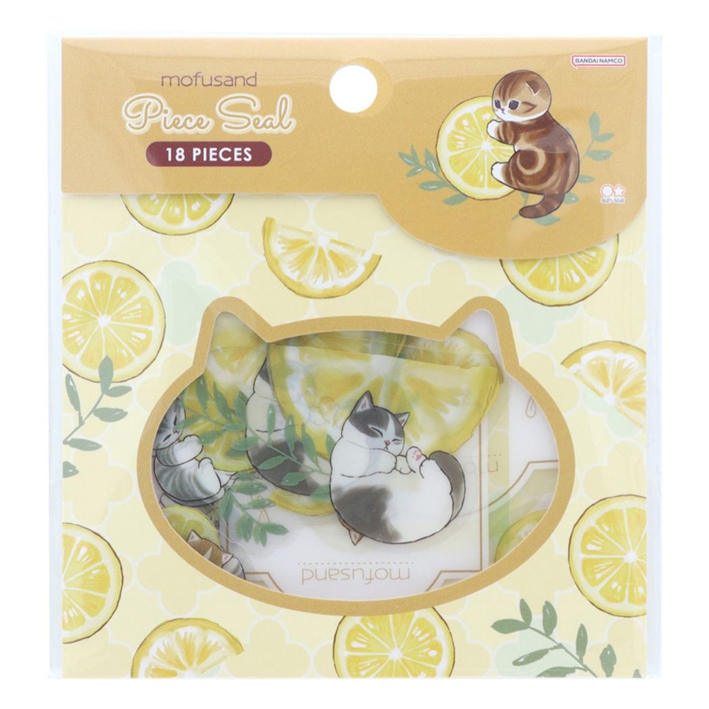 sun-star 日本製 mofusand 貓福珊迪 造型透明貼紙包 檸檬貓咪 UA72642