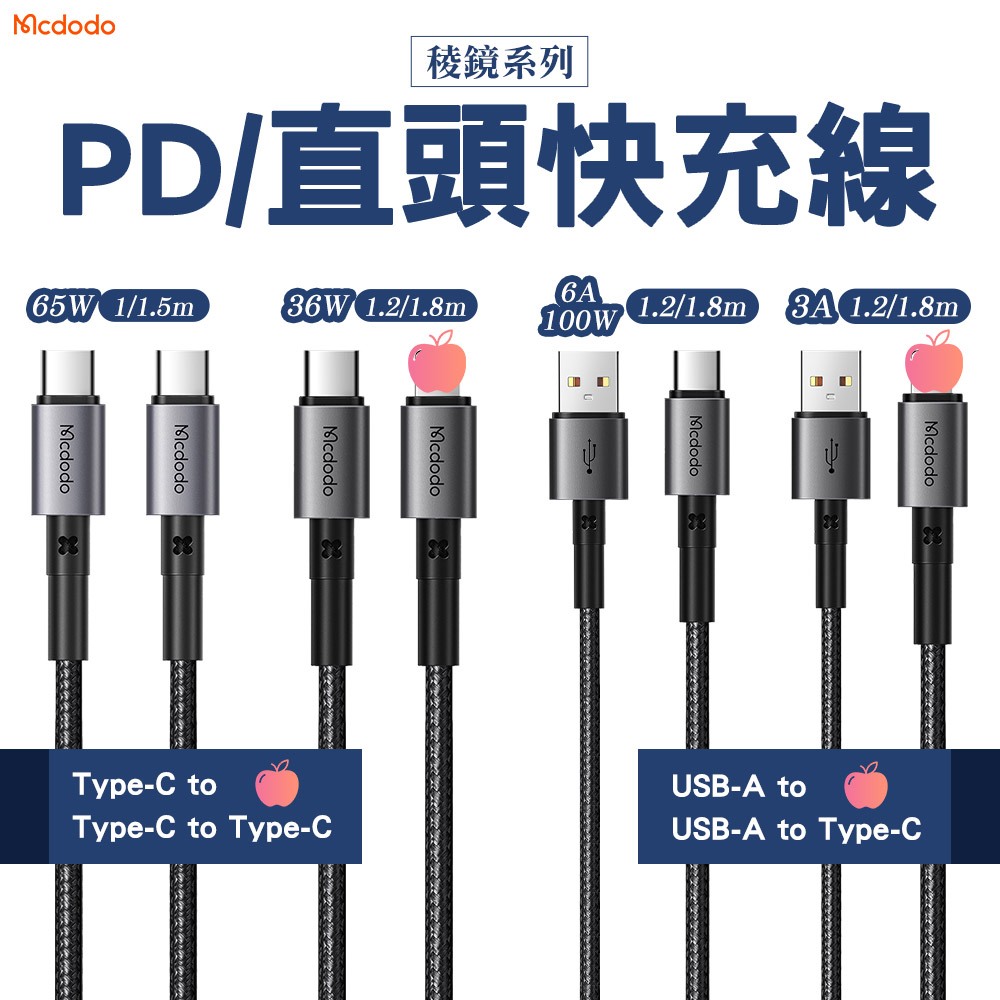 Mcdodo 麥多多 稜鏡系列充電線 適用平果15 Type-C PD快充線 100W 快充線 適用i15 安卓