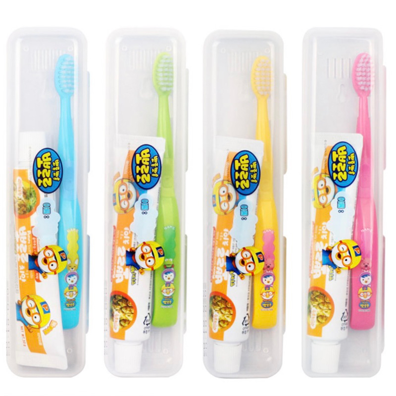 現貨 韓國正品代購®️Pororo 兒童牙刷組 牙刷 牙膏 牙刷收納盒 旅行組