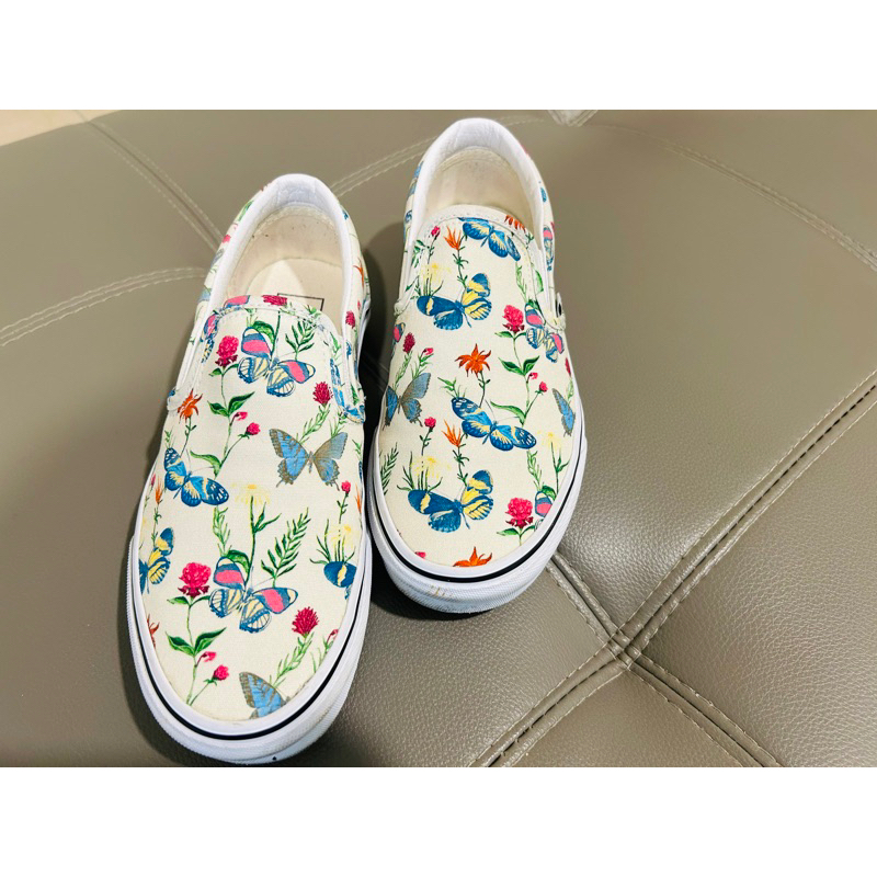 vans 正品九成新碎花蝴蝶懶人鞋 免運