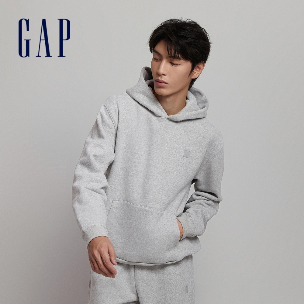 Gap 男裝 Logo帽T 碳素軟磨系列-灰色(807077)