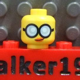 【積木2010】#491 樂高 LEGO 大近視 圓框眼鏡 紅唇 微笑 人頭 / 女生人頭 人偶頭