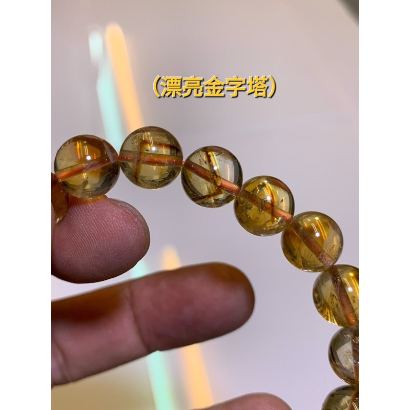 💕特殊品&lt;天然黃水晶9.8～12mm&gt;【天然黃水晶 共生※天使羽毛藍針 ※還有橘紅色金字塔】