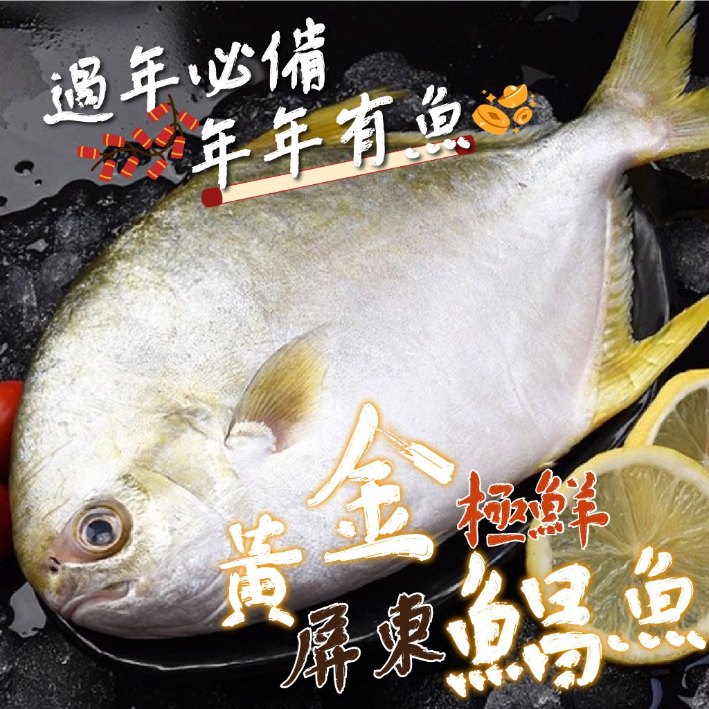 【帥哥魚】💛東港直送💛鮮嫩黃金鯧魚 600g 純海水養殖 金鯧 黃金鯧 台灣金鯧 鯧魚 金槍 金鯧 黃鯧 屏東金鯧