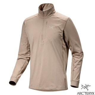 【ARCTERYX 始祖鳥】男 款登山健行保暖排汗衣 Rho LT Zip Neck 刷毛內層中層衣_煙燻棕_27589