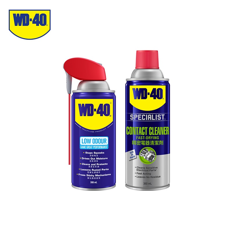 【Switch保養組合包】 WD-40 微氣味 附專利型活動噴嘴 300ml &amp; 精密電器清潔劑 360ml