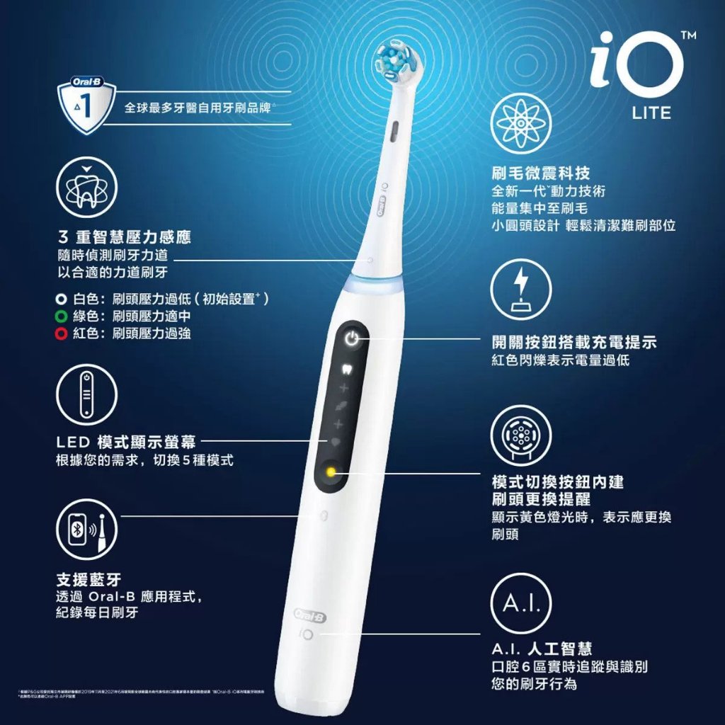 德國百靈Oral-B iO LITE 微震科技電動牙刷 (微磁電動牙刷)