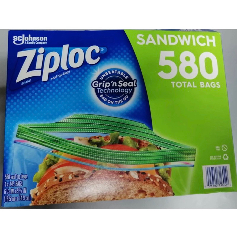好市多Ziploc 可封式 三明治 保鮮袋 1盒145入  拉鏈袋食物保鮮袋