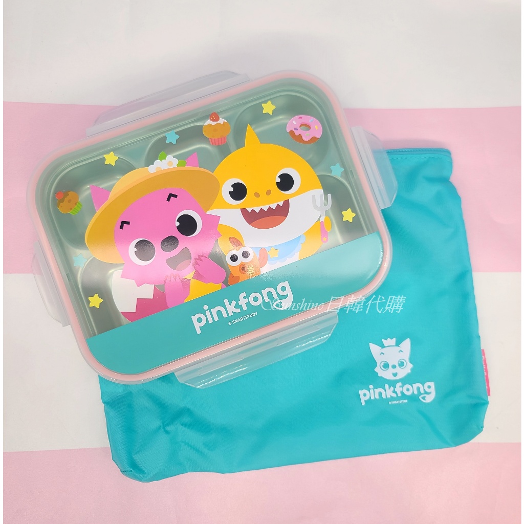 現貨 韓國 PINKFONG 碰碰狐 鯊魚寶寶 五格盤 餐盤 便當盤 便當盒 餐盒 便當袋 餐袋 不鏽鋼盤