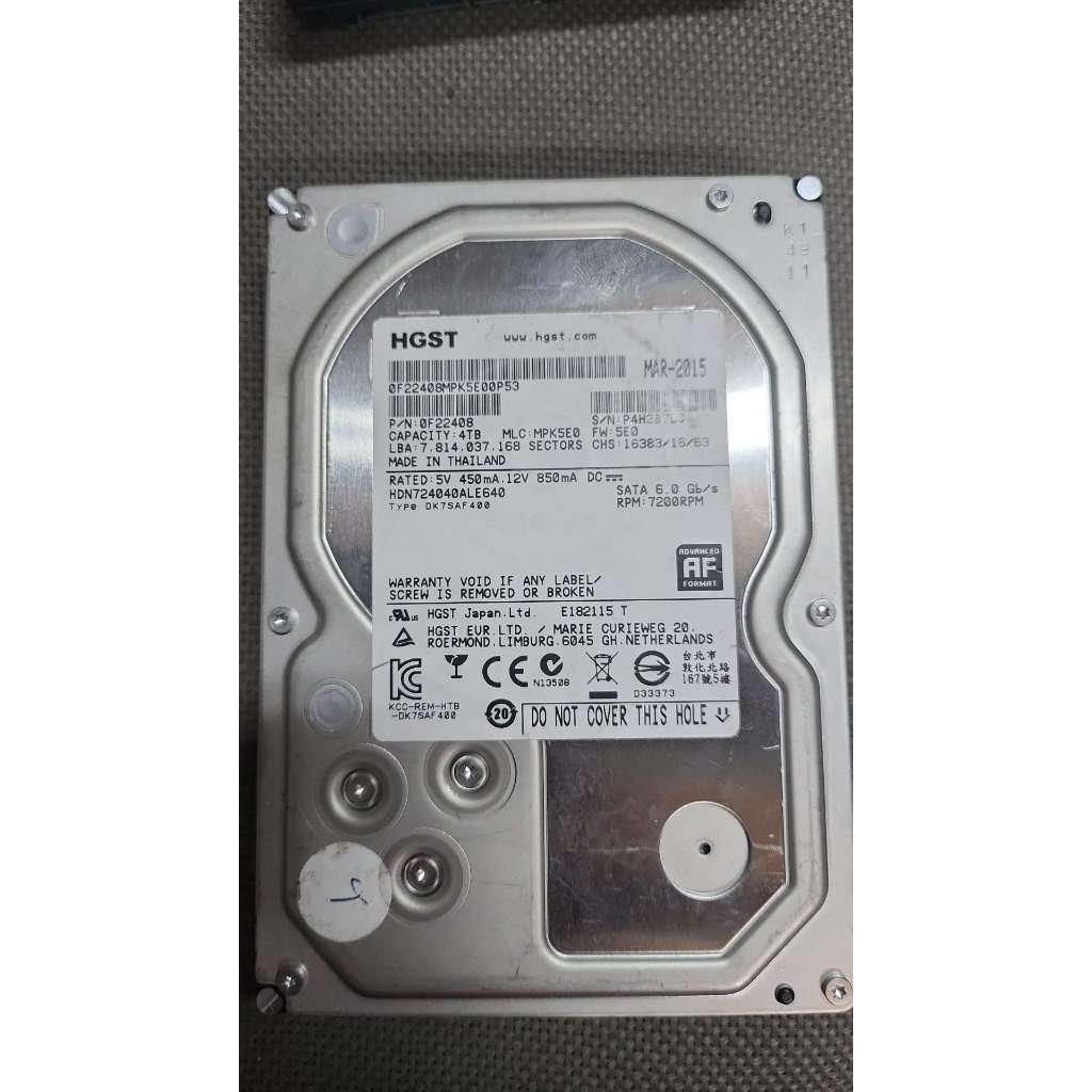 含稅 HGST 3.5吋 4TB 4T 保固一個月 桌上型硬碟 11H571