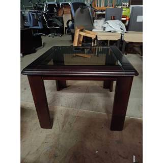 【尚典中古家具】胡桃色傳統玻璃方几  中古/二手/方几/茶几/餐桌/桌子/玻璃餐桌