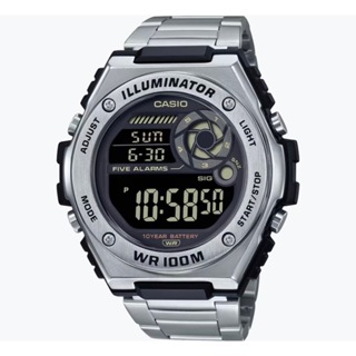CASIO 卡西歐 運動工業風電力數位不銹鋼腕錶/銀x黑面(MWD-100HD-1B)