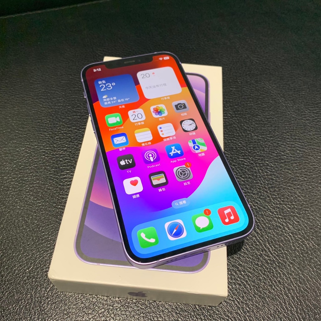 apple iphone 12 128g 紫 電池健康度88% IOS：17.0.3 i12
