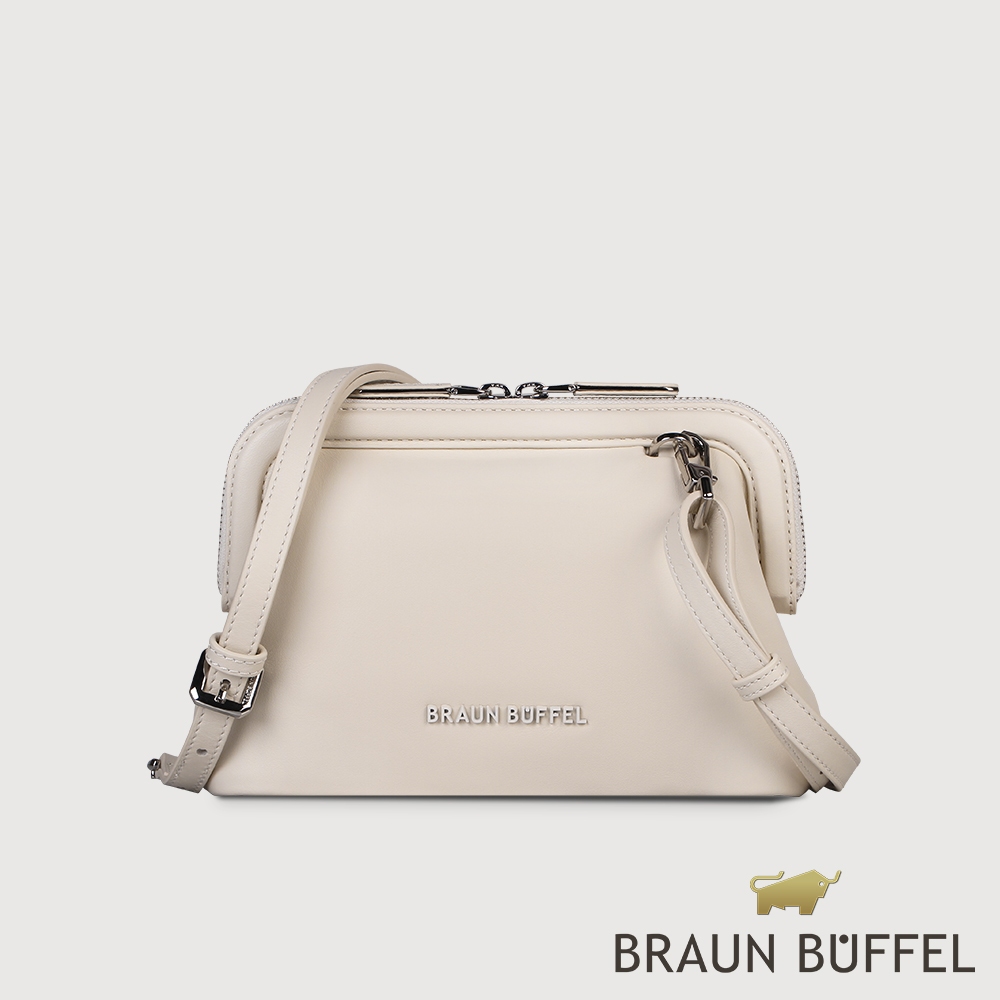 【BRAUN BUFFEL 德國小金牛】台灣總代理 安娜克 斜背包-粉筆白/BF811-02-CK