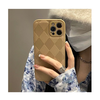iphone奶茶皮質菱格壓紋蘋果手機殼防摔殼iphone11 12 13 pro max x Xs XR i11 i12