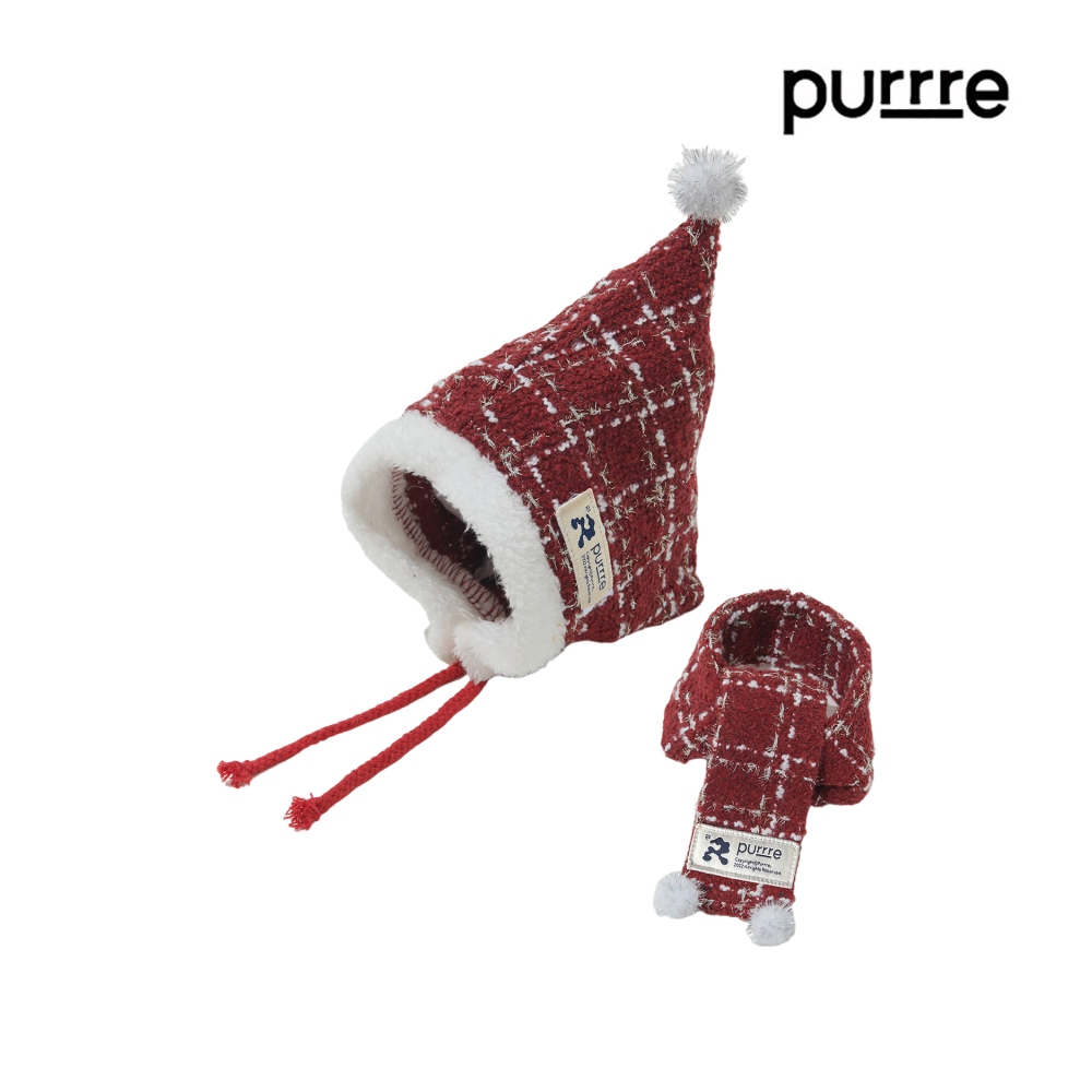 purrre 聖誕兩用圍巾帽 兩色 貓用 犬用 貓狗通用 聖誕帽 聖誕圍巾 造型 寵物服飾 搭配 耶誕帽