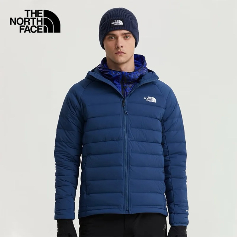 The North Face北面男款藍色防潑水可打包一體式可收納羽絨外套 北臉 連帽外套保暖