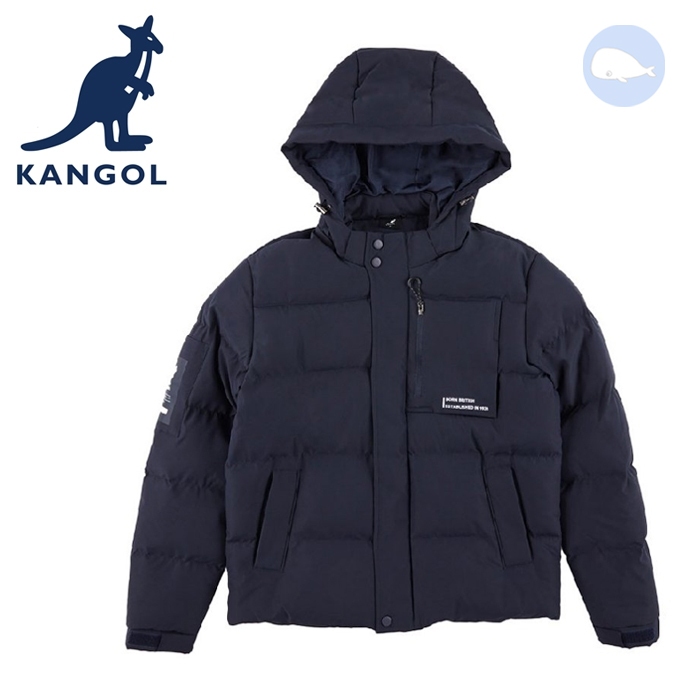 【小鯨魚包包館】KANGOL 英國袋鼠 秋冬 連帽鋪棉外套 63551443 外套 深藍 淺灰