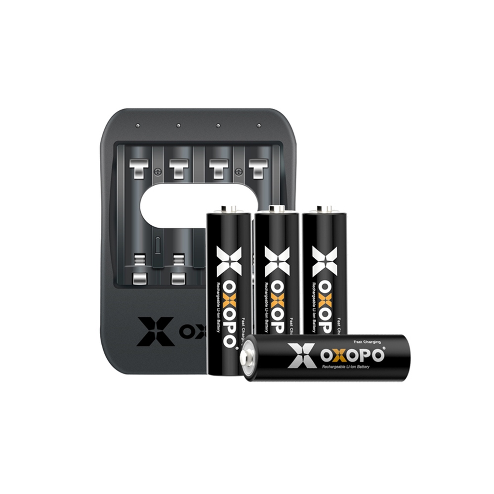 OXOPO XS系列 AA 三號快充鋰電池 三號電池 充電電池 4入電池 含專用四槽充電器 相機專家 公司貨