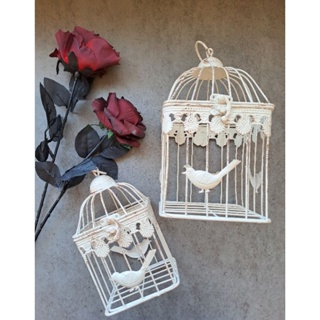 鳥籠 可開蓋 大小一組 超值👍 白色 米色 台灣🇹🇼現貨 彰化出貨 裝飾 鐵製 批發 美式 雜貨 婚禮 佈置 花木馬