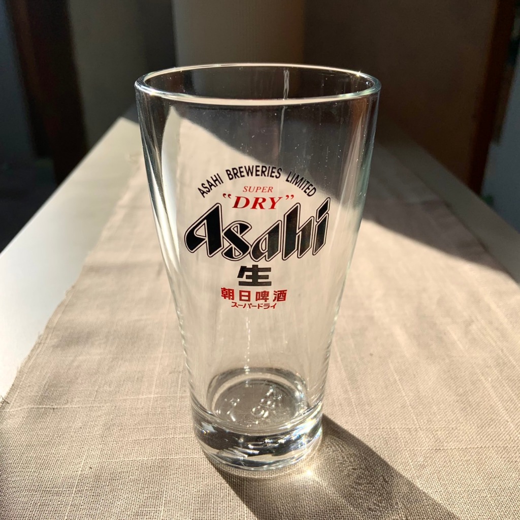 經典 Asahi 朝日啤酒 啤酒杯 玻璃杯 老物 日式 杯子 收藏 紀念品 (無盒)