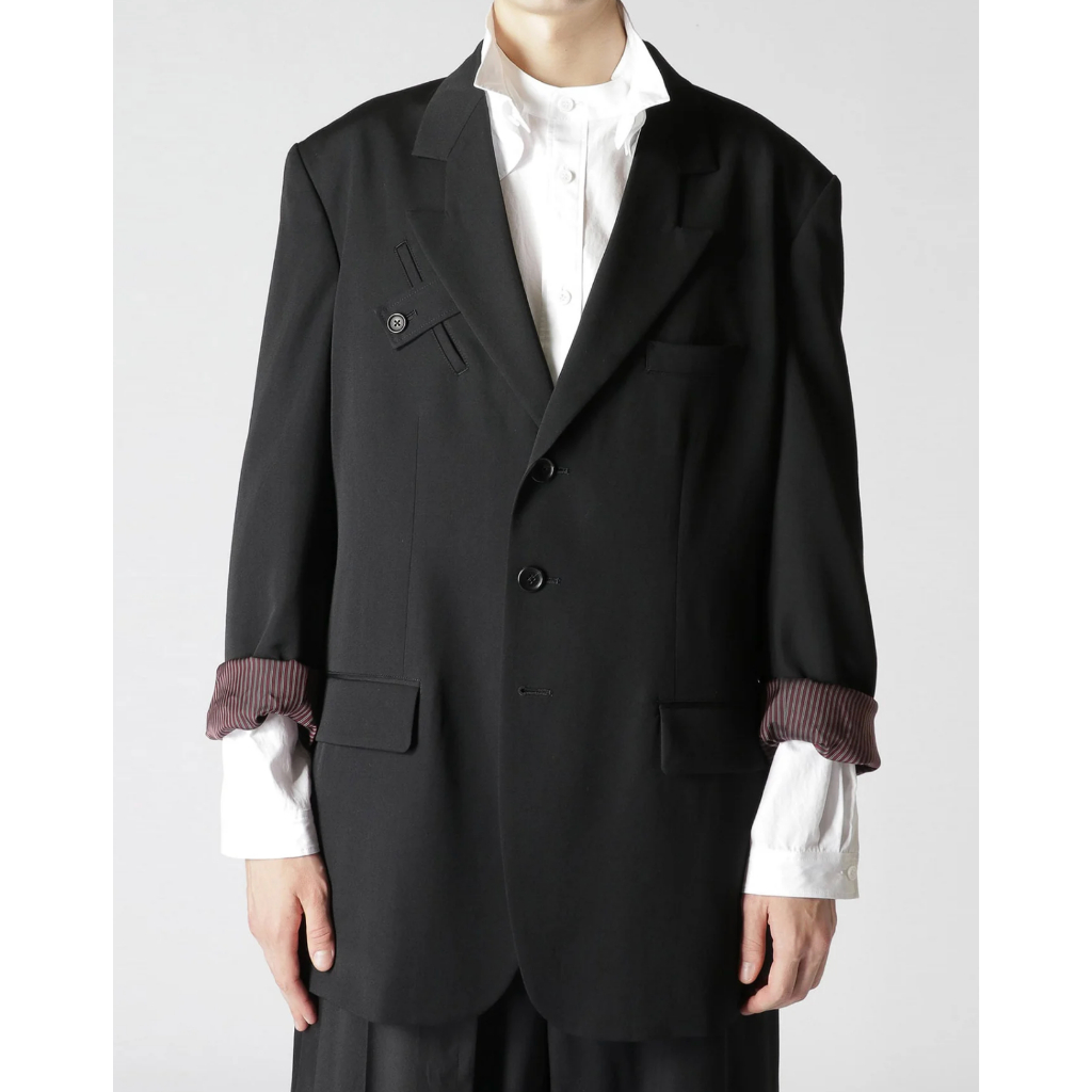 Yohji Yamamoto 山本耀司 - 羊毛 華達呢 變形領夾克外套 西裝外套 尖領
