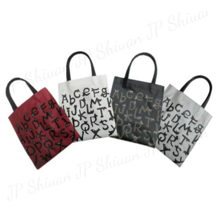 🌟現貨🌟日本 貓咪 花紋 字母表 PVC  防水 手提袋 便當袋 收納袋 白色 黑色 紅色 灰色 日本製