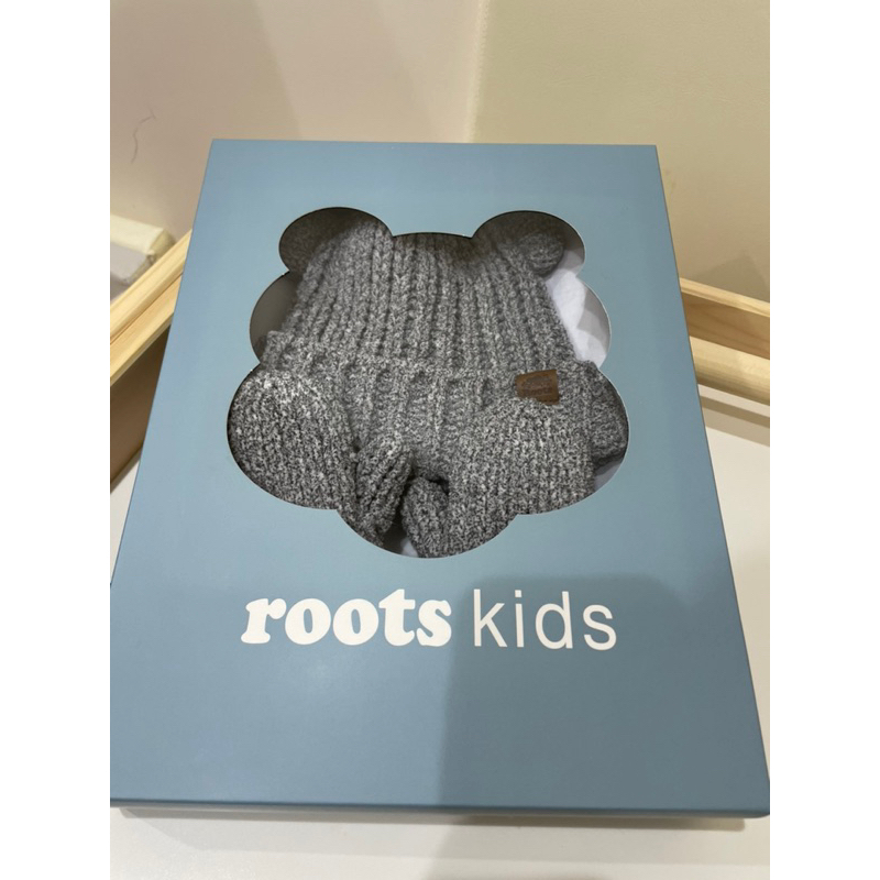 roots kids 毛帽手套組 禮盒組