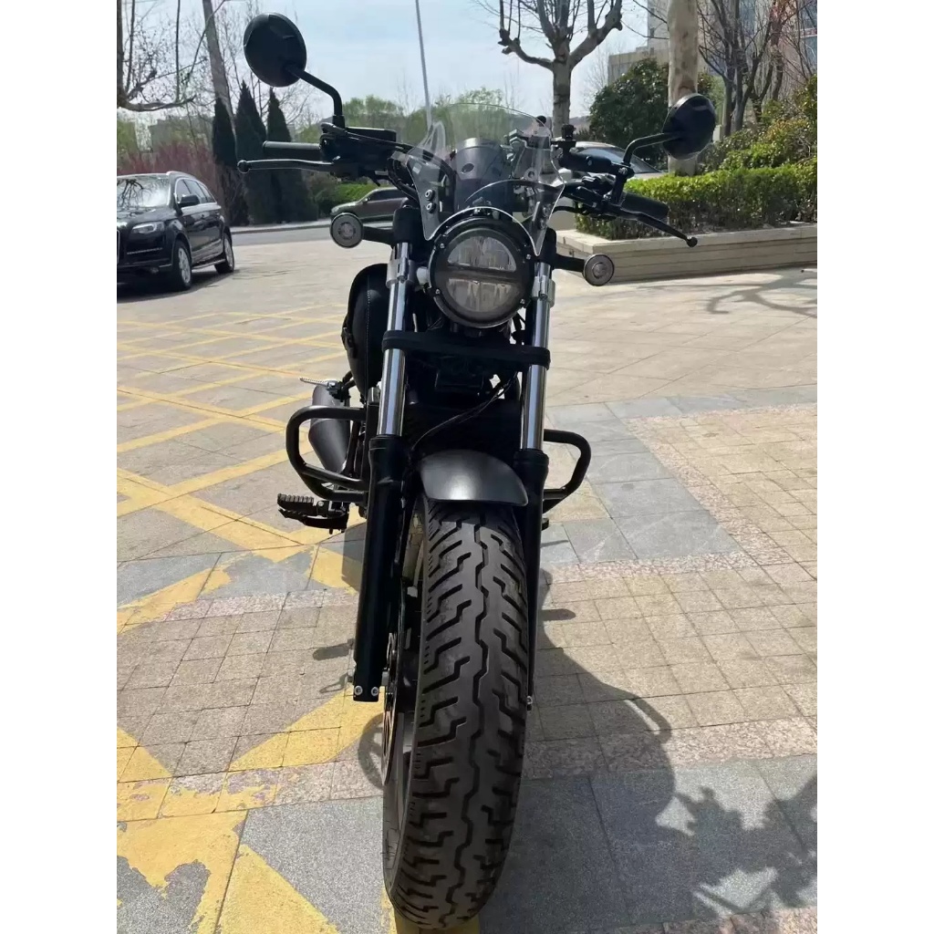 rebel500擋風鏡 適用於 Honda 叛逆者500改裝短風鏡 CMX1100  rebel 500龍頭罩