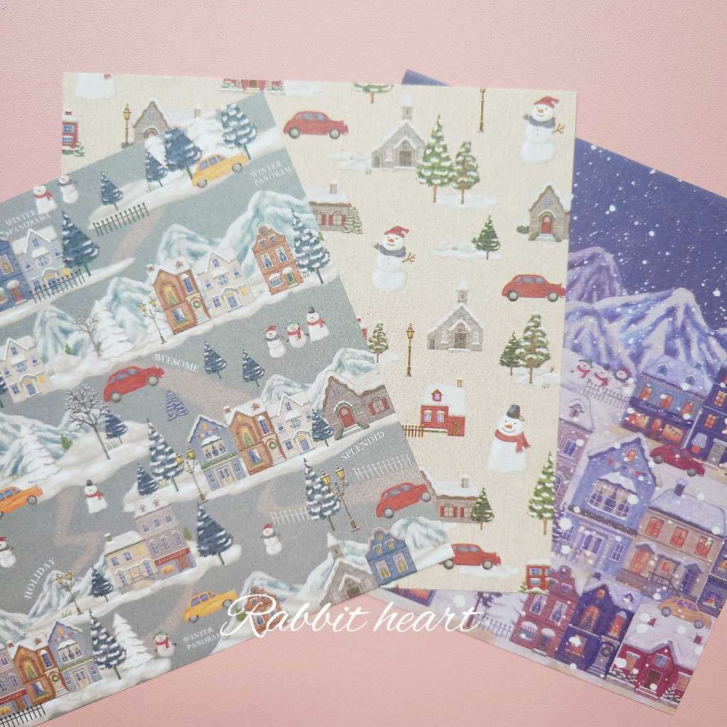 🐰兔子心 分裝/整包 日本色紙 amifa 雙面 聖誕 XMAS 街道 街景 雪景 雪人 房子 聖誕樹 極光 山脈 下雪