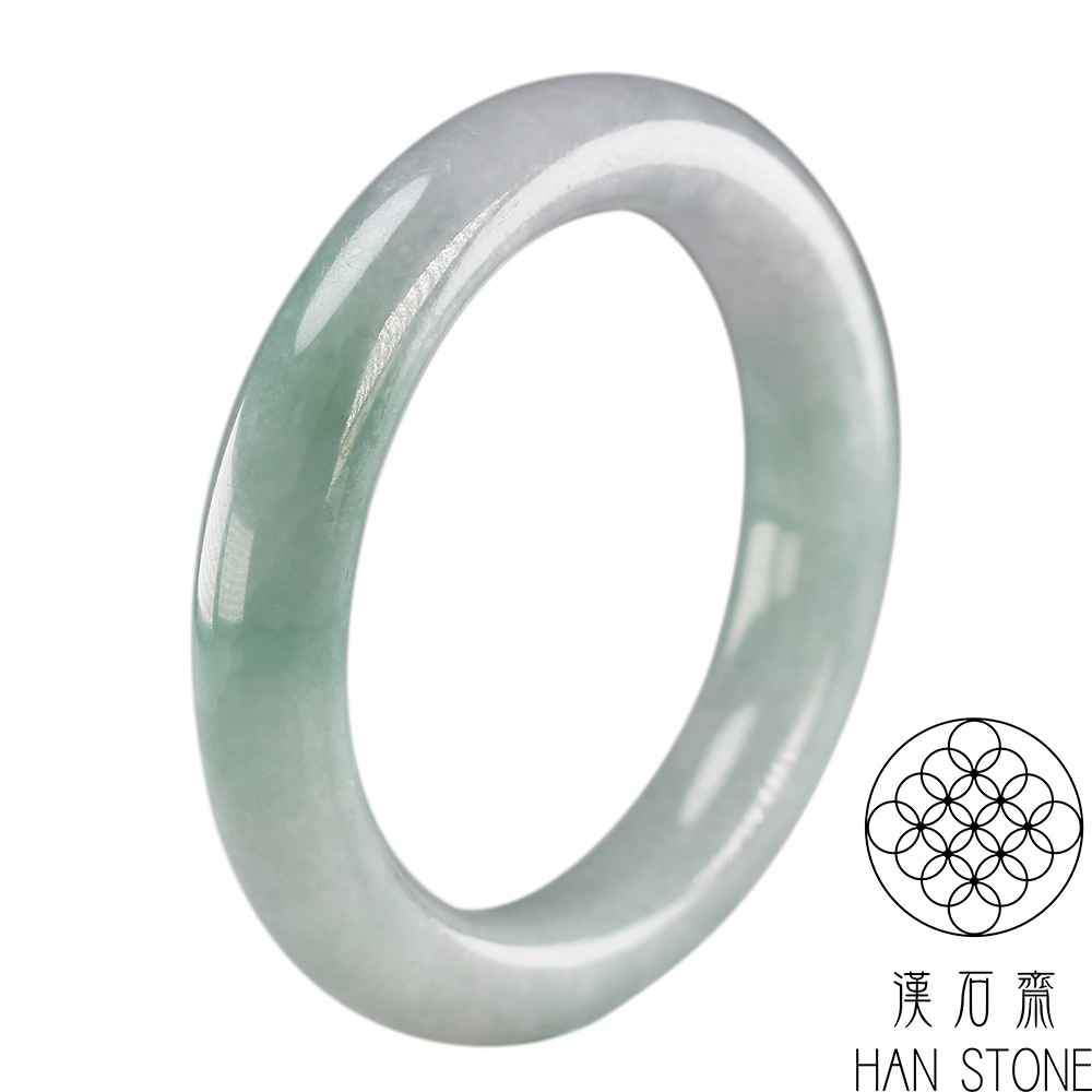 【漢石齋】天然翡翠A貨 圓條手鐲玉鐲 春帶彩種(手圍16.5/版寬10.8mm)