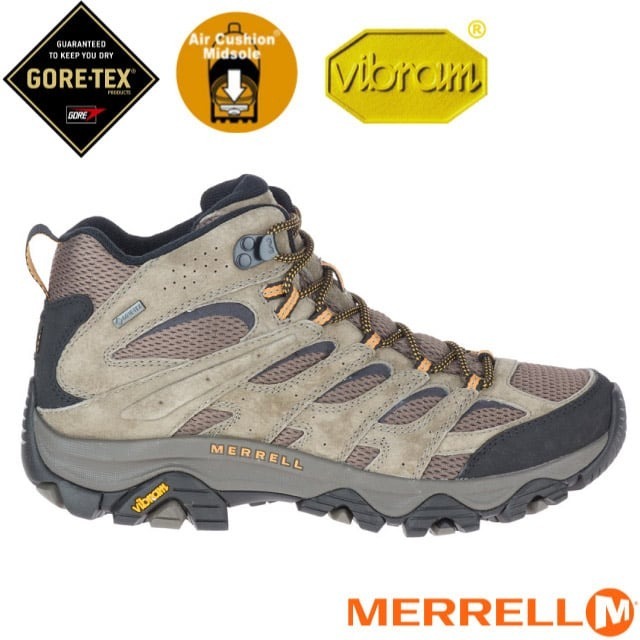 【MERRELL】送》男 款多功能防水透氣登山健行鞋-寬楦  GORE-TEX登山鞋_淺卡其_ML035795